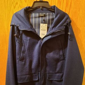 Zara Men Solid Hooded Zipper Up Jacket